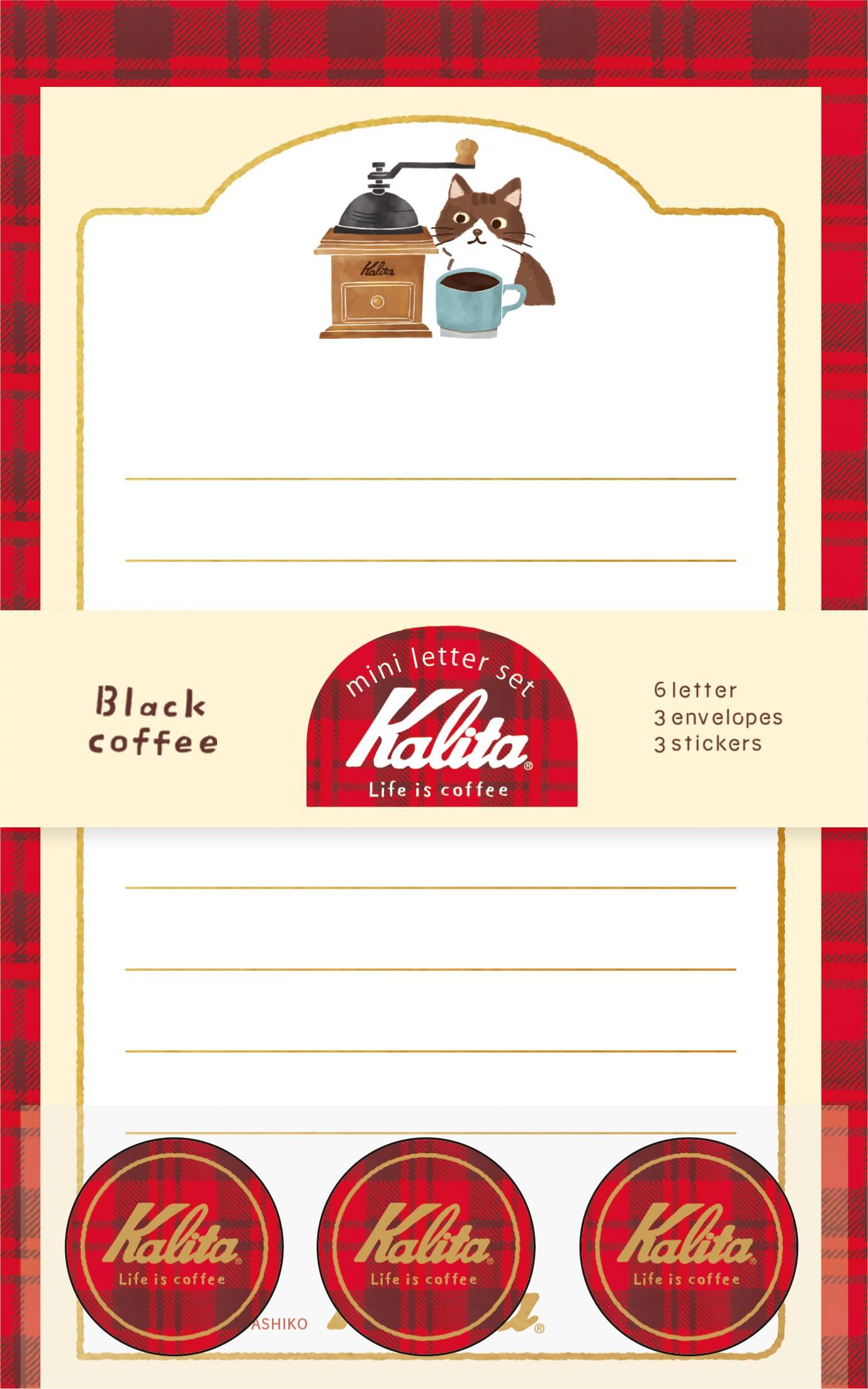 Furukawa Paper Letter Mini Letter Kalita Black Coffee LT729 Co. Set, Foil-Stamped Set,