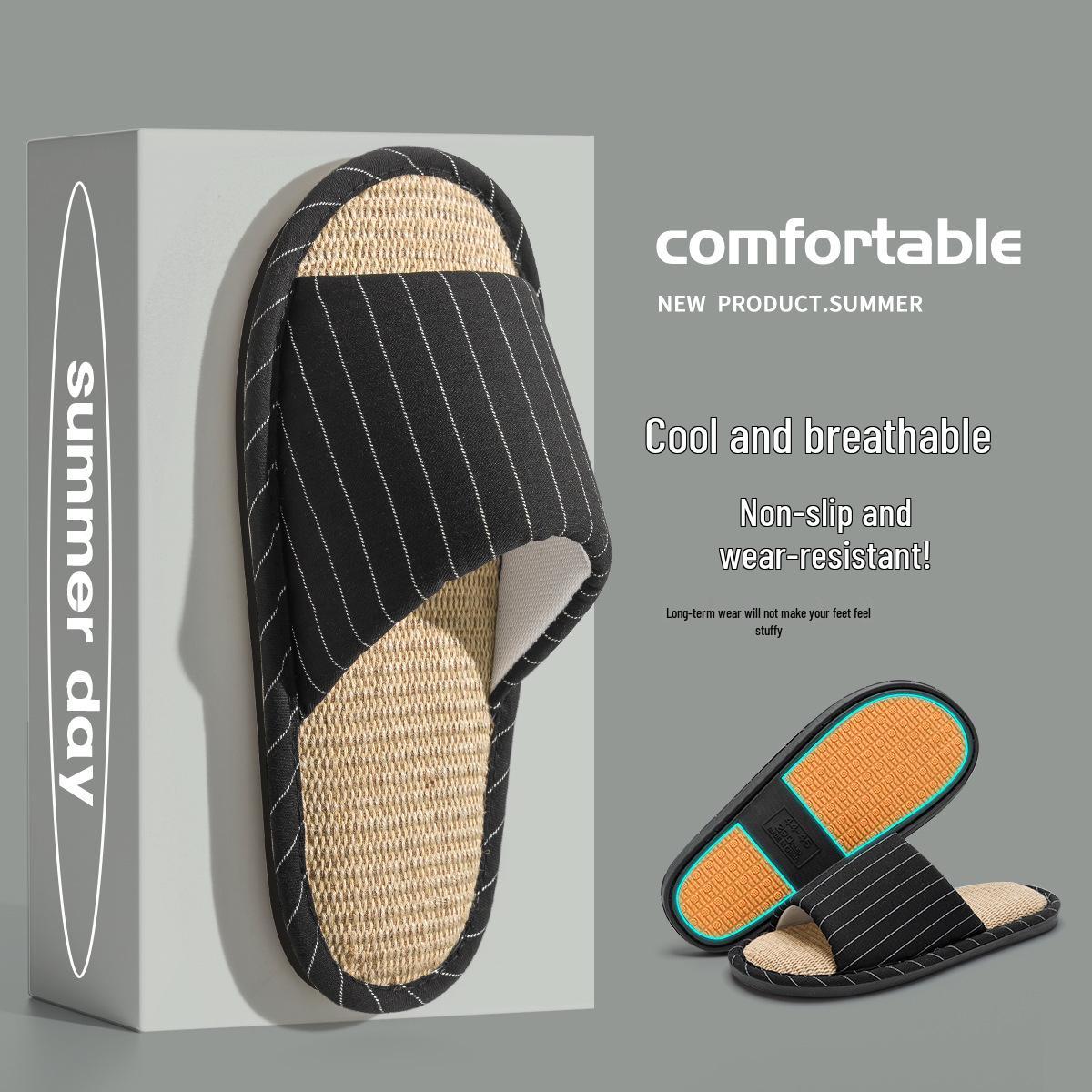 Unisex Cotton-Linen Indoor Slippers for All Seasons 43-44