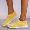 Fashion New Shining Crystal Flats Women Spring Breathable Knit Platform Sneakers Woman Comfortable Soft Bottom Non-slip Sports Shoes