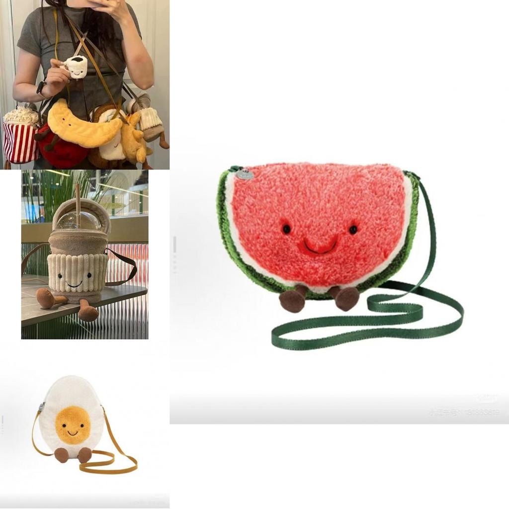 Croissant Plüschtasche mit Reißverschluss für Frauen und Teenager