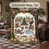 Winter Snow Theme Throw Blanket Custom Name Text Personalized Blanket Soft Cozy Blanket for Home Sofa Bed