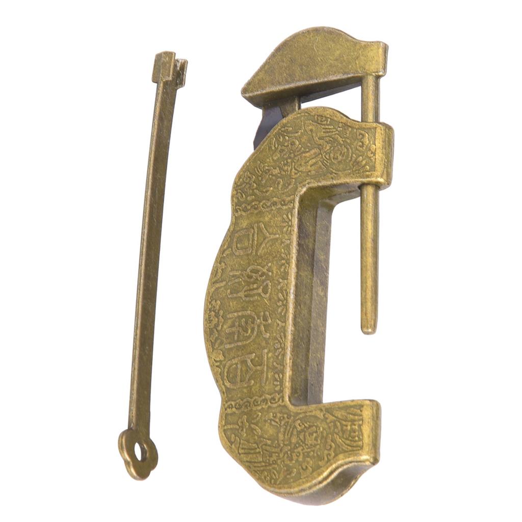 Zinc Alloy Antique Lock Ming Qing Dynasty Retro Style Door Cabinet Lock with TasselBronze