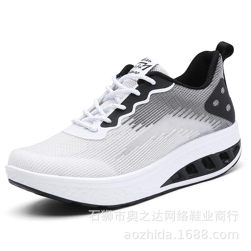 

Весенние и осенние туфли-качалки 2024 года, женская обувь, повседневная обувь для мам, летающая плетеная обувь для путешествий, кроссовки на платформе для женщин 35 чёрный