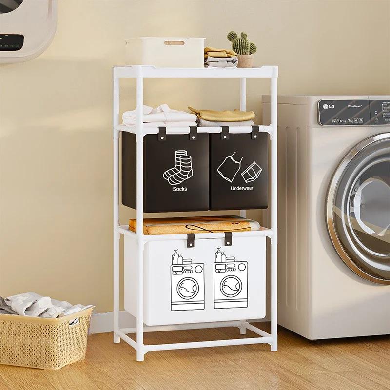 Foldable Dirty Clothe Basket Carbon Steel Anticorrosive Antirust Balcony Storage Rack Moisture-proof Clothing Storage Basket