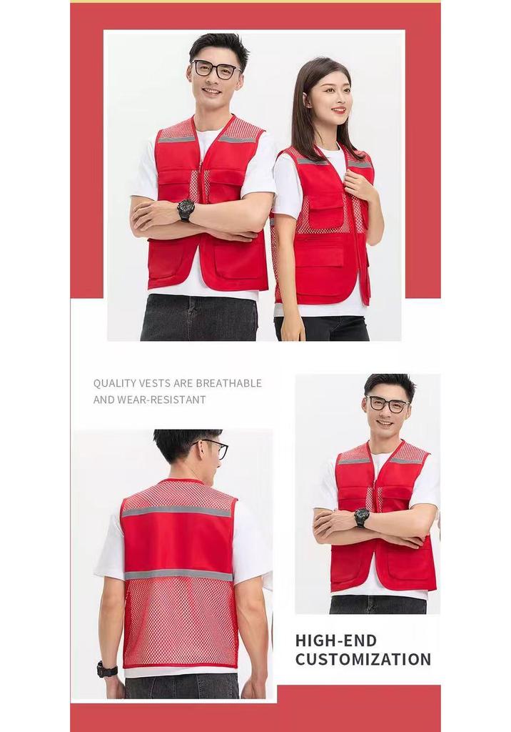Children's Custom Multi-Pocket Mesh Activity Vest with Logo for Summer