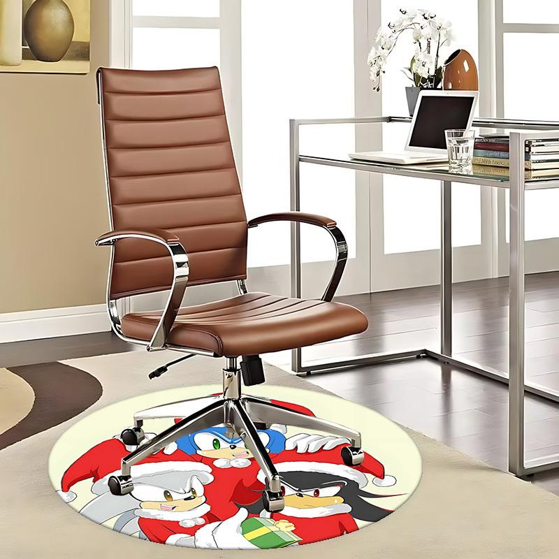

1pc Christmas Sonic The Hedgehog Santa Claus Round Carpet Anime Cartoon Design Office Chair Mat NonSlip Rug for Home Decor, Living Room 80cm