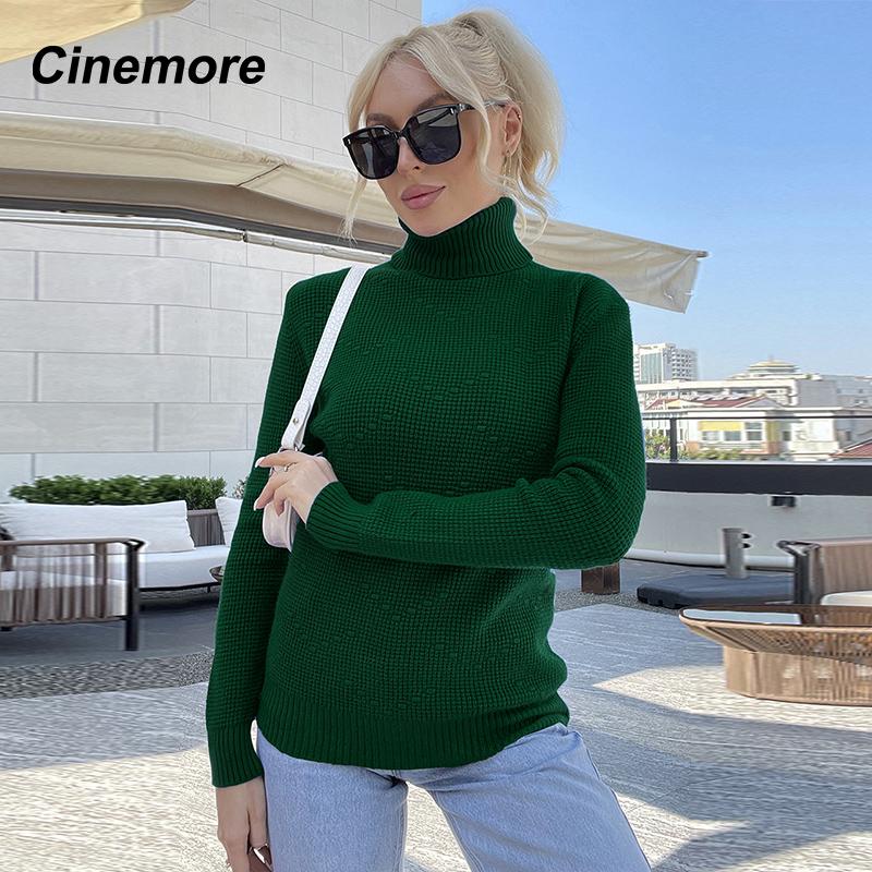 Cinemore Spring Autumn Women's Sweater Solid Oversize Casual Pullovers Warm Basic Long Sleeve Top O Neck Knitted Jumper Sweater