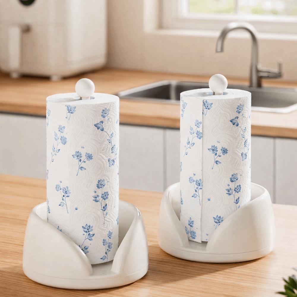 Plastic Rotating Paper Towel Holder Large Capacity Paper Roll Stand Vertical Napkins Rack  Desktop