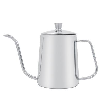 Bouilloire à café à col de cygne en acier inoxydable de 550 ml avec couvercle pour la maison, la cuisine et le café