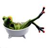 Cute Bathtub Bathing for Frog Art Sculpture Animal Figurine Ornament for Room De