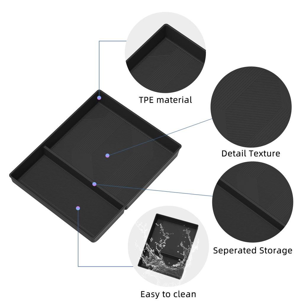 Smabee Left Drive for Ford Explorer 2026 TPE Center Console Armrest Bottom Storage Tray Insert Car Interior Accessories Black