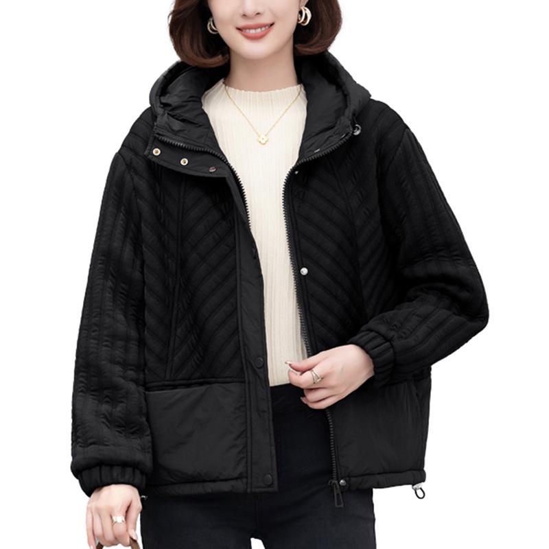 Women's 2024 Winter Hooded Cotton Jacket - Loose, Plus-Size, Thickened Casual Coat for Middle-Aged Moms