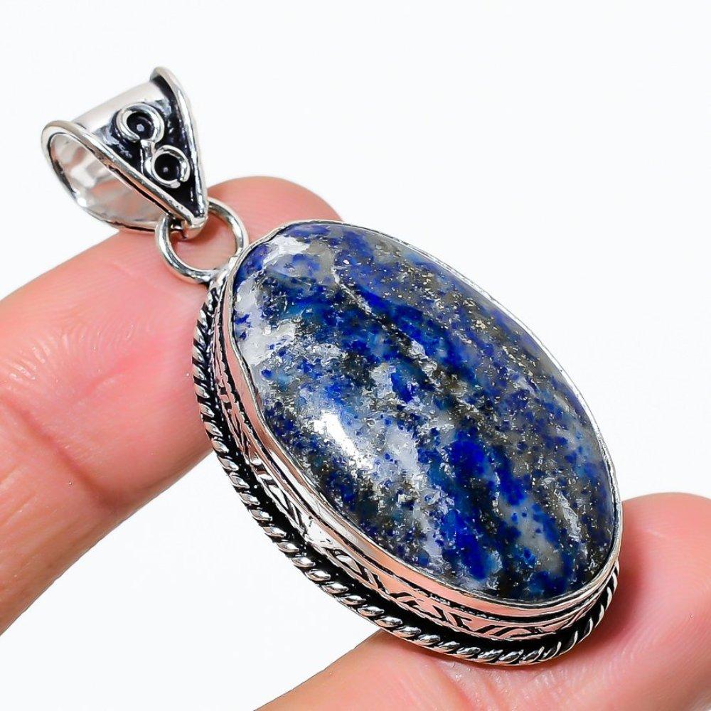 Sodalite Gemstone Handmade 925 Sterling Silver Jewelry Pendant 2.09" Y9g18