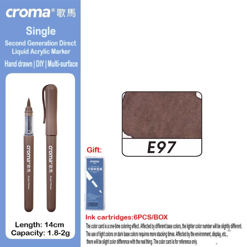 Croma 160/1 Farben Nachfüllbares Direktflüssig-Acrylmarker-Set mit Weicher Spitze, Waschbarer Aquarellpinsel Schulausstattung
