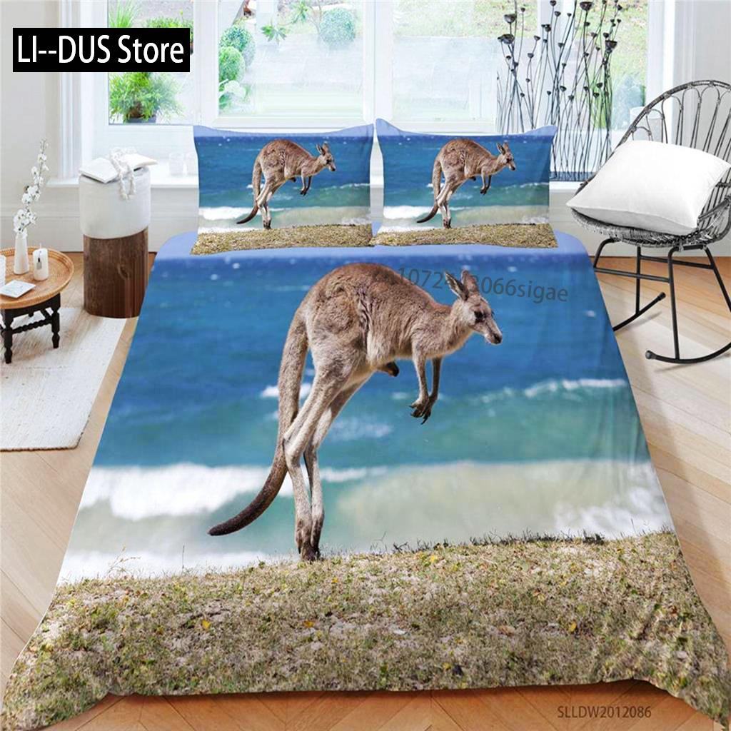 Kangaroo Duvet Cover Polyester Boho Tortoise Fish Colourful Tie Dye Quilt Cover Paisley Animal Theme Bedding Set Queen King Size