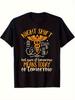 Men'S Black Night Shift Pattern T-Shirt, Fun Medical Nurse Emergency Worker Round Neck Casual Daily Work All Seasons Suitable, Soft Breathable Round N
