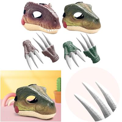 Moving Jaw Dino Mask with Dinosaur Scream Movable Mouth Dino Mask Lifelike Dinosaur Mask Headwear for Halloween Carnival Party