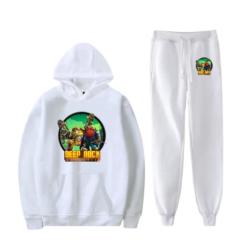 Deep Rock Galactic Casual träningsoverall 2-delads set huvtröja + byxor kostym Sportkläder Streetwear Casual joggingkläder