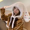 Winter outdoor thermal hat children plush cartoon cute rabbit ears cold protection ear protection knitted pullover hat tide