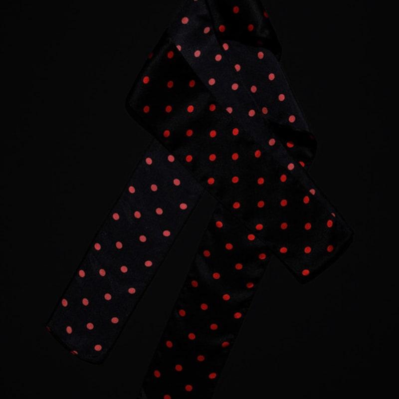 RECLOW DOT SILK LONG SCARF BLACK
