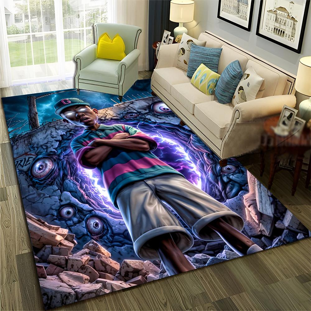 3D Top Rapper Legende Star Kunst Cartoon Hip Hop Teppich für Schlafzimmer Wohnzimmer Sofa Zuhause Fußmatte Dekor,großer Spiel-Rutschfester Bodenbelag