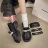 Black Versatile Thick-soled Small Leather Shoes Round Head British Style Loafers Women's Single Shoes Mary Jane Painted Leather