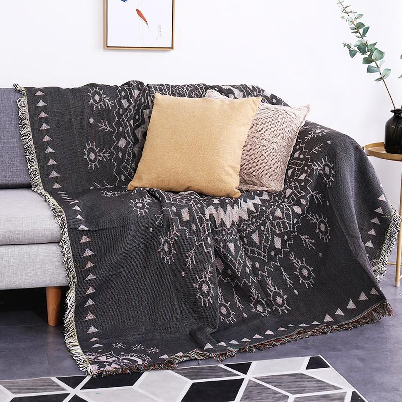 Nordic Style Woven Throw Blanket Sofa Couch Cover Decorative Geometric Stripe All Season Use
