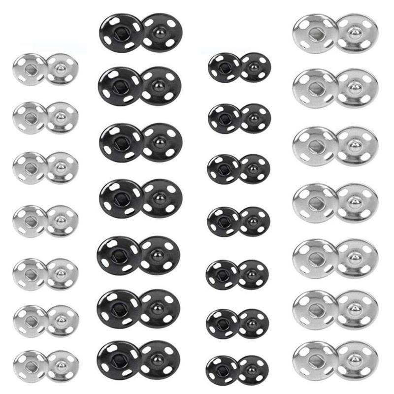 

24TE 200 Sets Sew-on Snap Buttons Metal Snap Fastener Buttons Press Button for Sewing CN