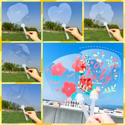 Multifunktionaler Plastik Transparenter Ventilator Runder Handgehaltener Leere Malerei Fächer Unvollendet Verdickt Handarbeiten Kinder