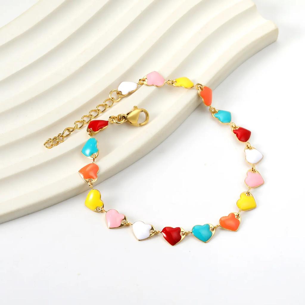 Colorful Cute Enamel Beaded Bracelet Waterproof Delicate Versatile Women's Jewelry Accessory