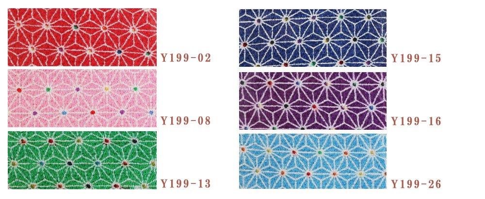 Nippon Chuko NBK Chirimen Cut Yuzen Approximately 23 X Hemp Leaf Craft Supplies Pattern, 33cm, Pattern, Green, Y199-13,