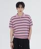 GLW [Unisex] Striped Collar Half Knit Pink