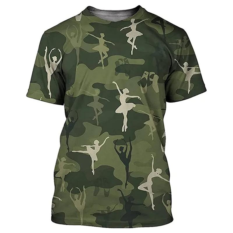 Classic Camouflage Sport T-shirt Men's Clothing Daily Street Casual Pullover Top 3D Printed Ball Pattern Outdoor 2025 Tee Tops