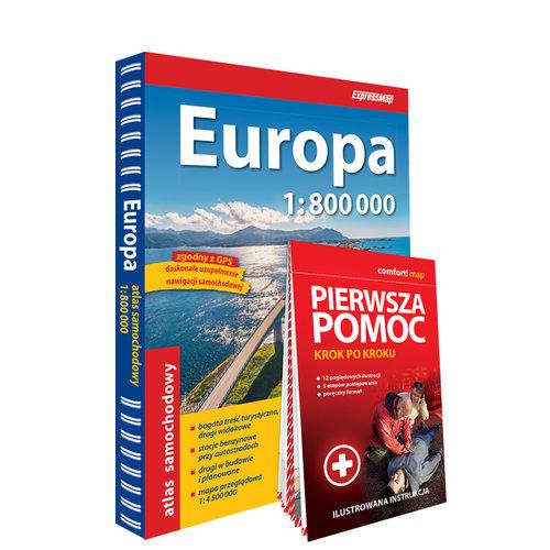 Europe Road Atlas 1:800,000 + First Aid - Step by Step - Illustrated Instructions