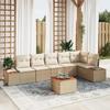 VidaXL 7-Piece Garden Sofa Set with Beige Cushions Poly Rattan Acacia 3348102