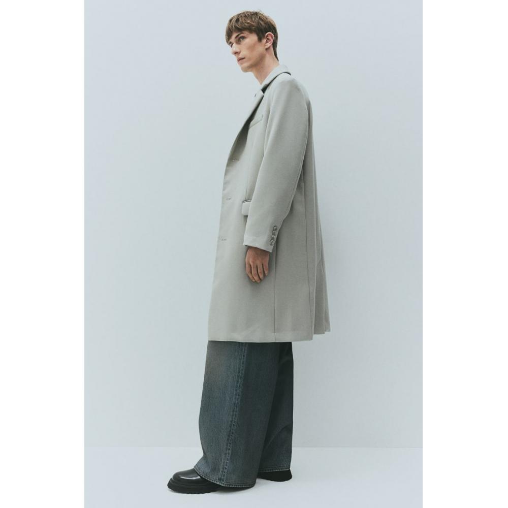 H M Regular Fit Coat ligHt Grey