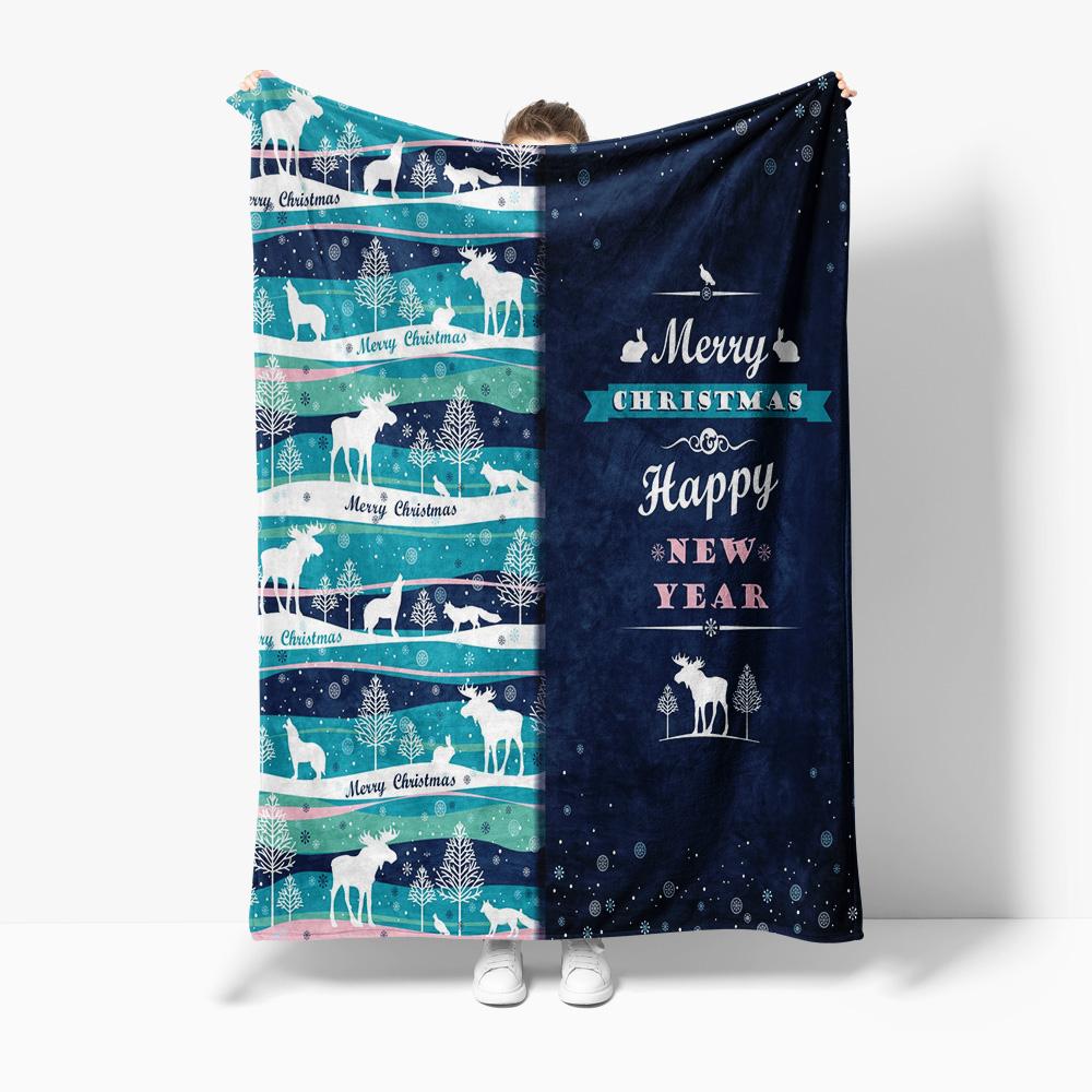 Cozy Flannel Throw Blanket Soft Warm Fuzzy Sherpa Blanket Home Decor Living Room Bedding Gift Christmas New Year