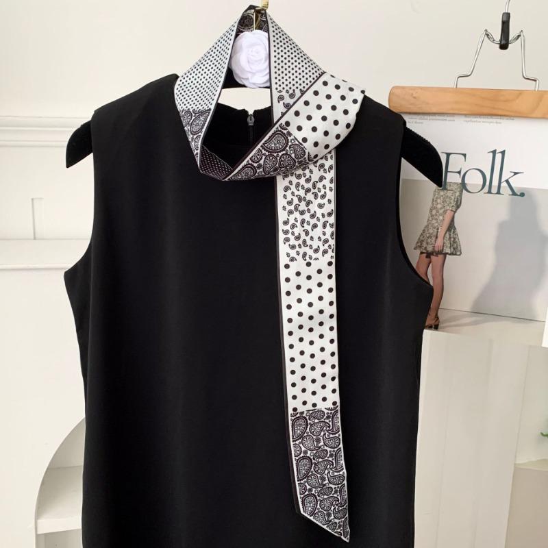 Silk Scarf Long Female Minimalist Striped Streamer Headscarf Braided Hair Band Decorative Scarf Cashew Belt