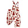 Women's Summer Suspender Jumpsuit with Retro Christmas Print and Non-Adjustable Straps
