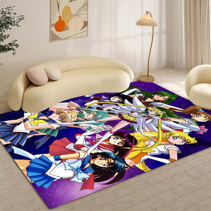 High-definition 3D Sailor Moon anime rug, suitable for bedrooms, living rooms, home sofa decoration, large decorative rug, and