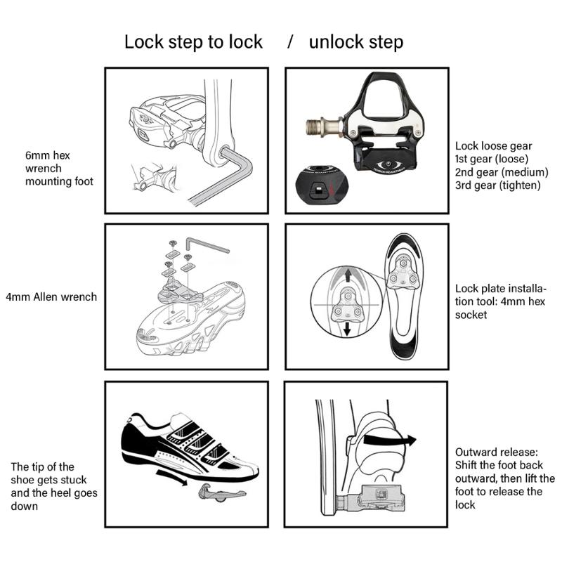 Light weight Clipless Bicycles Pedals with Cleats Universals Road Bike Cycling Pedals Bicycles Locking Pedals Easy to Use