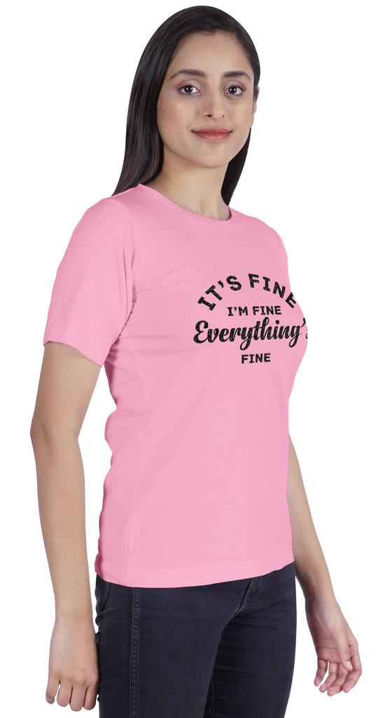 Inkmeso Crew Neck T-shirt   Its Fine I'm Fine Everything Is Fine" Letter Printed Inspirational Jersey Top For