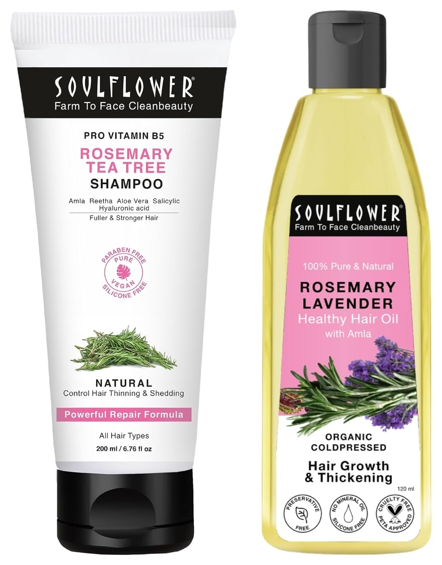 Soulflower Rosemary Shampoo For Hair Growth Rosemary Lavender Hair Oil For Healthy Hair, Scalp Nourishment, Hair Growth - 100% Pure & Natural Undi
