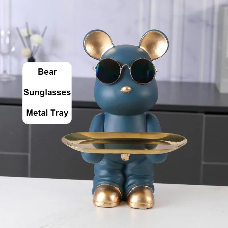 Bear Tray Bear Sculpture Piggy Bank Violent Bear Statue Resin Ornament Desktop Accessories Kids Gift Living Room Home Decor
