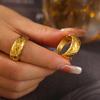 European/American Diamond Pattern Smooth Ring, Retro Design, 18K Gold-Plated Titanium Steel, Couple Style