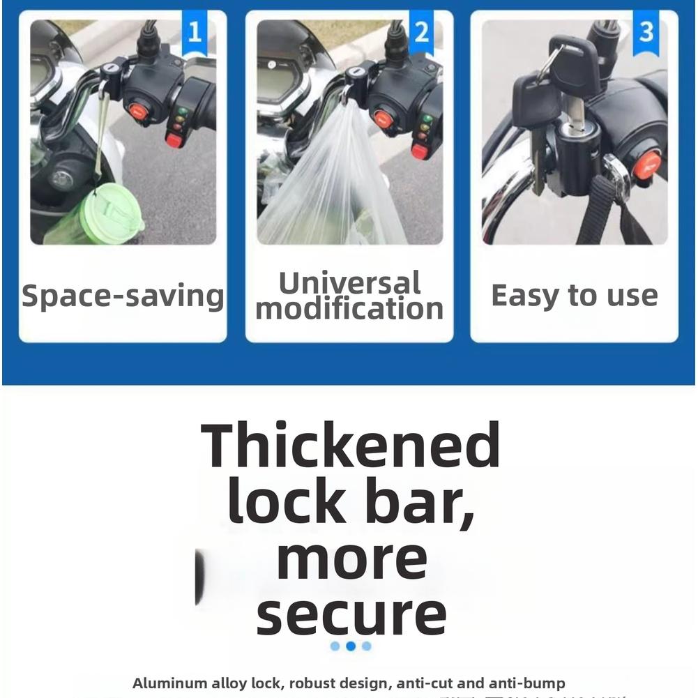 Compact Handlebar Mount Anti Theft Hook Helmet Security Solution Aluminum Alloy Material Easy Installation Tools
