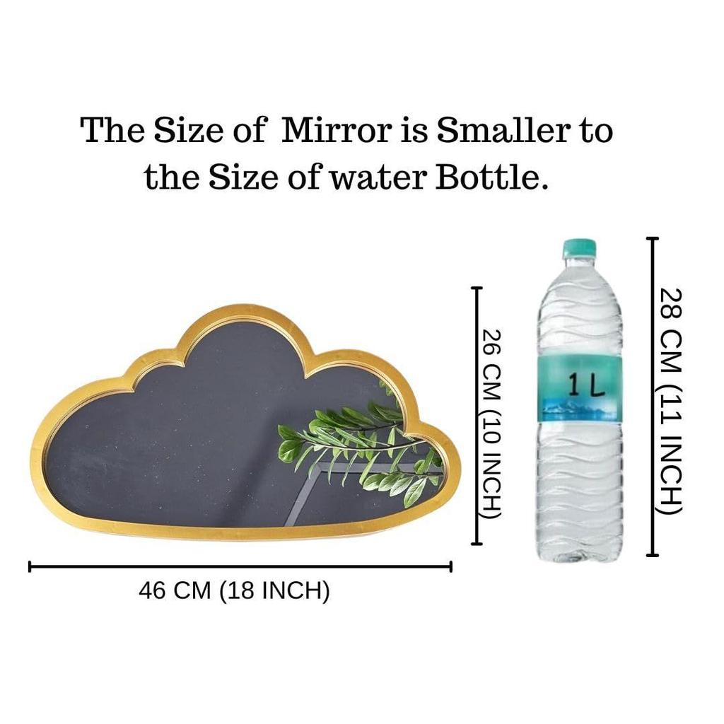 1 Pcs Cloud Shape Fiber Wall Mirror with Acrylic Golden Aesthetic Frame with Hook for Hanging On Walls