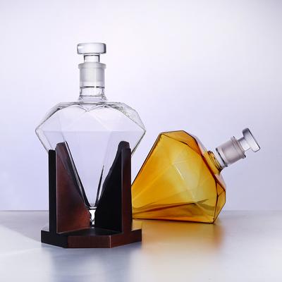 850 ml Bottiglia di Vino Diamante Set da Vino Completo con Base in Legno Decanter per Whisky Originalità per Bar Casa Ornamento Regalo