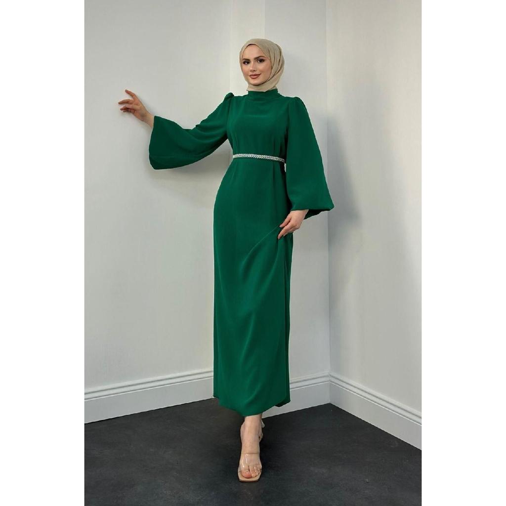 Jessica Balloon Sleeve Evening Dress Red