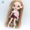 Clothes for doll Fashion multicolor cardigan short skirt  jeans fits Blyth Azone OB22 OB24 doll accessories